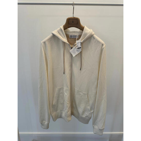 Brunello Cucinelli Other - BRAND NEW Brunello Cucinelli White Cashmere Full Zip Hoodie Sweater Size M